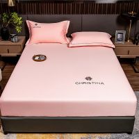 High Quality Satin Fitted Sheet Solid Color Rayon Mattress Cover With Elastic Band Bed Sheet Embroidered Fit Sheet