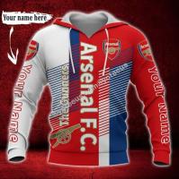 （ALL IN STOCK XZX）  Arsenal Hoodie Premier League 3D All Over Printed Type 4  (Free customized name logo for private chat, can be changed with or without zipper)