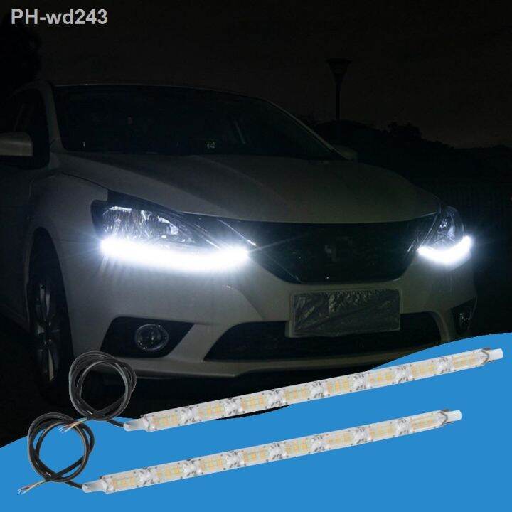 auto-headlight-light-strips-super-bright-12v-2pcs-waterproof-turn-signal-lamp-led-daytime-running-lights-car-drl-streamer-light