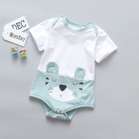 [COD] BD26 Furui one piece drop shipping 2023 summer hot style 0-4 years old childrens short-sleeved romper bean green cat