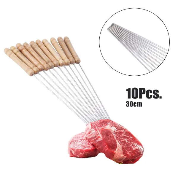 STEEL/BBQSTICK001 New 10Pcs/Pack Barbecue Meat String Skewers