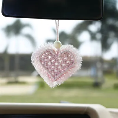 Peach Heart Decorations Rustic Wind Chimes Handmade Hanging Decorations Love Heart-shaped Decorations Valentines Day Car Decorations