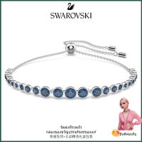 ?Swarovski?Emily Blended Round Cut Blue Diamond Bracelet, S925 Sterling Silver Womens Fashion Bracelet, Valentines Day Gift Birthday Gift