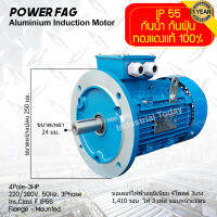 มอเตอร์ไฟฟ้าอลูมิเนียม แบบหน้าแปลน 3 เฟส (สาย) 220/380V. 4 Pole (โพล) 1500 รอบ ขนาด 3 แรงม้า (3 HP) สามารถใช้งานภายนอกอาคารได้ กันน้ำกันฝุ่น IP55