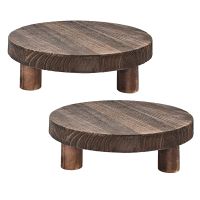 2Pcs 8IN Round Plant Stand Plant Solid Wood Stand Wood-Flower Pot Supports Plant for Indoor Outdoor Home