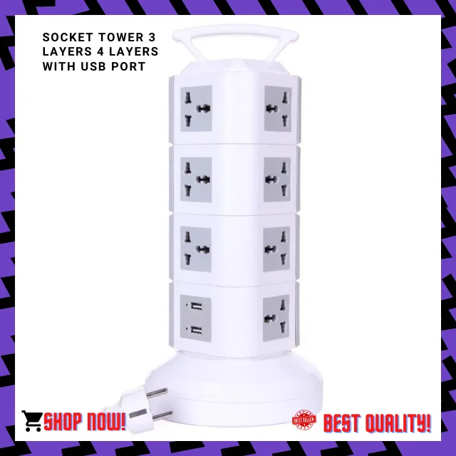 Extension Socket Tower 3 Layers 4 Layers with USB Port Universal