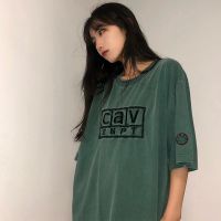 CAVEMPT OVERDYE CE Washed Old BOX Logo Embroidery Letter Short Sleeve T shirt Retro Men