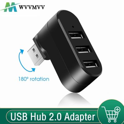 WvvMvv USB Hub 2.0 Adapter Rotate High Speed U Disk Reader Splitter 3 Ports USB 2.0 For Computer PC Laptop Mac Mini Accessories USB Hubs