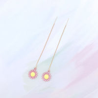 [In stock]S925 ต่างหูทองคำแท้ทำมือสาวต้นฉบับ ins ต่างหูน่ารักดอกไม้รักพู่ต่างหูต่างหู
