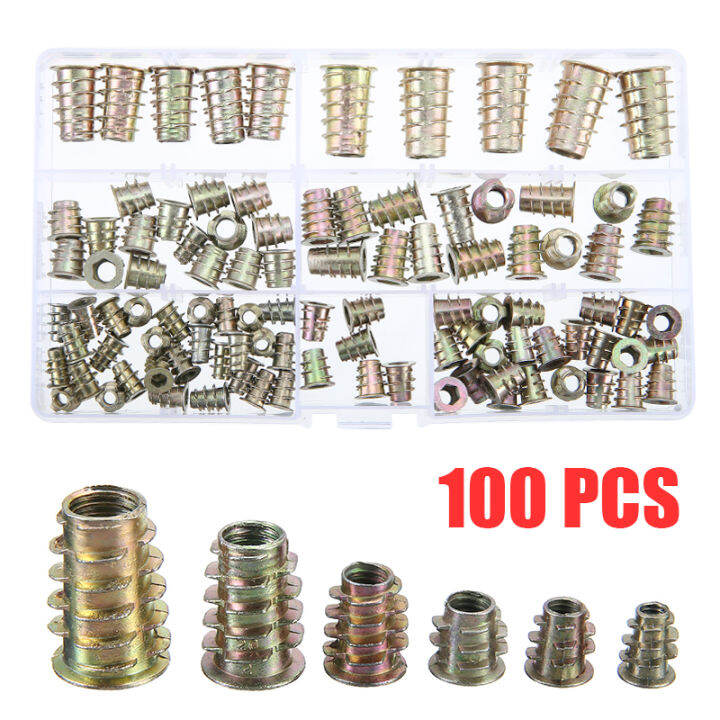 BOKAI 100pcs New M4 M5 M6 M8 M10 Threaded Hex Drive Inserts Wood Screw