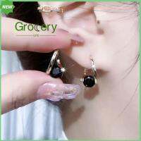 GROCERY LIFE 2Pcs สีดำสีดำ Lympus Magne therapy Germanium Earrings ทองแดงทองแดง มีประสิทธิภาพดี ต่างหูระบายน้ำเหลือง สง่างามเรียบหรู ไดมอนด์ ต่างหูแบบฝังเข็ม สำหรับผู้หญิง