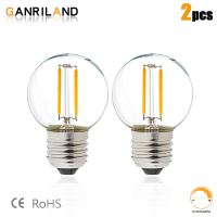 Ganriland 2ชิ้น G40 1W สาย Led หลอดไฟของเอดิสันย้อนยุค E27 220V 110V หลอดไส้อบอุ่นสีขาว2700K G40หลอดไส้7W