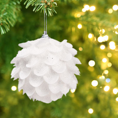 [Easybuy88] ของตกแต่งวันหยุดลูกบอลกลิตเตอร์กันแตกในเทศกาลคริสมาสต์กลีบหิมะสีขาวทนทานปลอดภัยจี้ขนาด8-10ซม./3ชิ้น