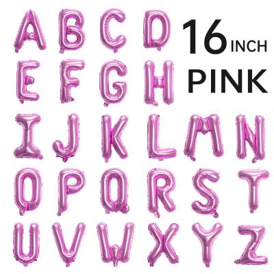 16inch Pink A to Z Letter Balloons Birthday Party Decorations Wedding Baby Shower 100 Days Balloons Globos Anniversary Supplies Balloons