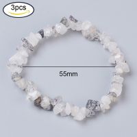 1/2/3pc Natural Moonstone/Opalite/Rutilated Quartz/Unakite/Tourmalinated Quartz/Black Rutilated Quartz Stretch Bracelets Nuggets For Jewelry Making, 2-1/8 inches(5.5cm)