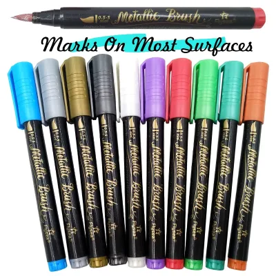 10 Colors Metallic Pen Set Colored Paint Permanent Marker for Glass Rocks Card Ceramic CD Diy Scrapbooking Art Supplies