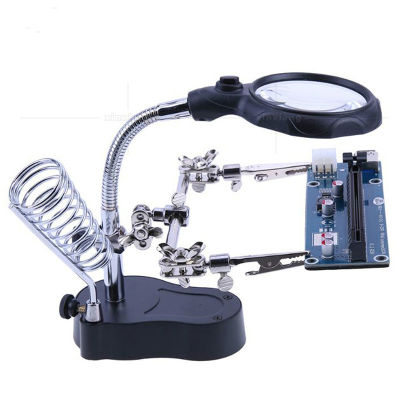 Multi-function welding station auxiliary clamp electric soldering iron, double LED lamp bracket type magnifying glass