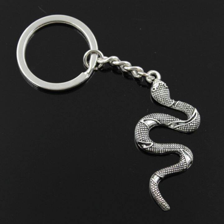 new-fashion-men-30mm-keychain-diy-metal-holder-chain-vintage-snake-cobra-53x23mm-bronze-silver-color-pendant-gift-key-chains