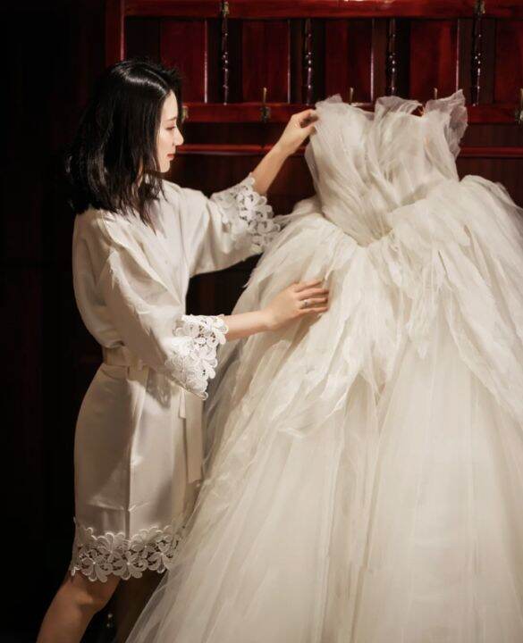 xiaoli-clothing-ฤดูxiaoli-clothingลูกไม้ชุดนอนแต่งงานเสื้อคลุมชุดเจ้าสาว-bridemaid-แข็งเย็บปักถักร้อยกิโมโนเสื้อคลุมอาบน้ำผู้หญิงสบายๆบ้านกลางคืนชุด-m-l-xl