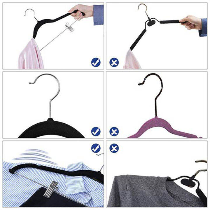 10-pack-clothes-hangers-with-clips-black-velvet-hangers-use-for-skirt-and-clothes-hanger-pants-hanger-ultra-thin-no-slip