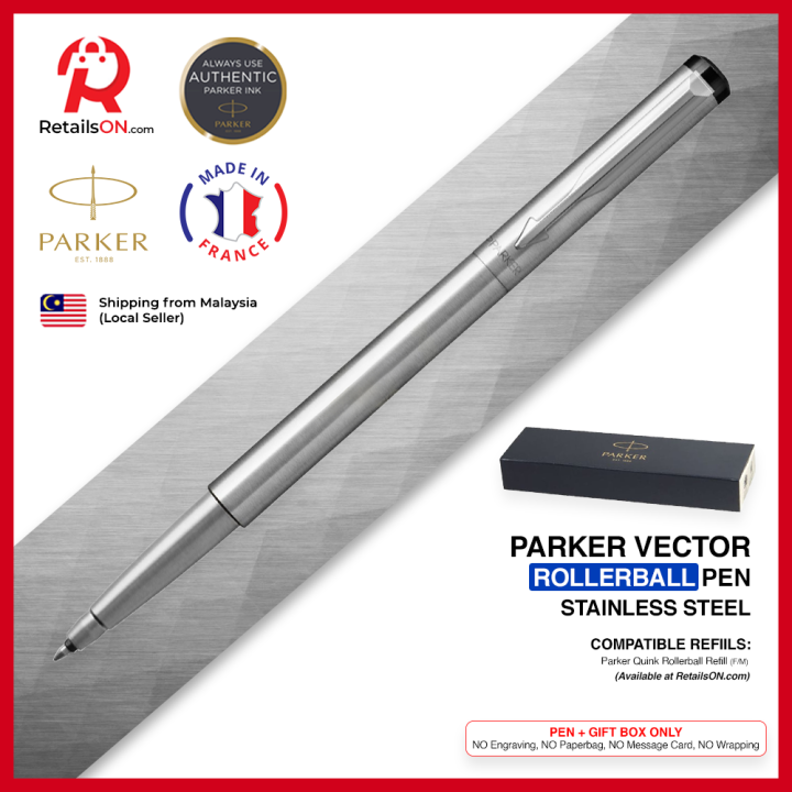 Parker Vector Rollerball Pen Stainless Steel (with Black Medium (M