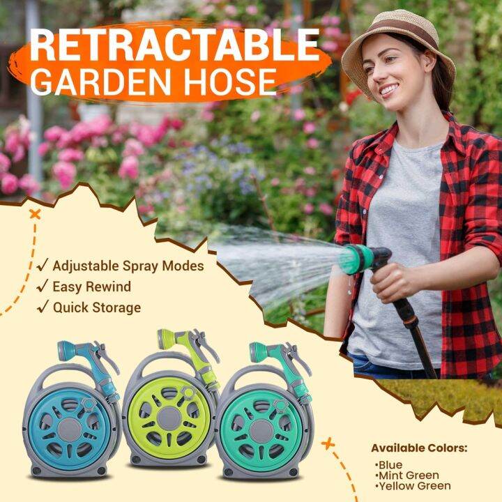 Retractable Garden Hose with 7 Spray Modes 10meters Retractable Hose ...