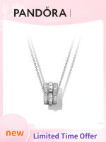 Pandoraˉ 925 Silver Pavé Line Necklace Set ZT1020 Couple Temperament Womens Clavicle Chain ชุดสร้อยคอเงิน 925 แพนดอร่า