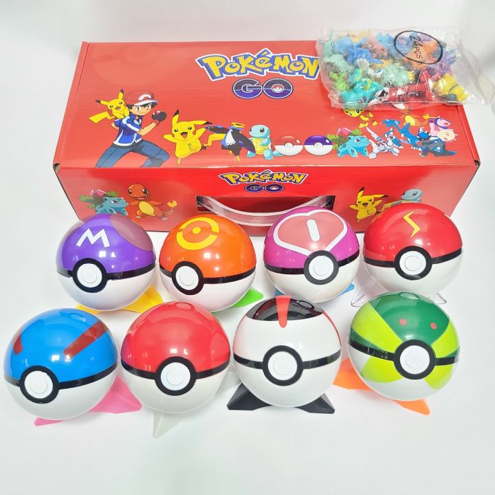 pokeball-ของเล่นโปเกบอลโปเกมอน-pikachu-ของแท้พร้อมเข็มขัดตุ๊กตาตุ๊กตาขยับแขนขาได้ของเล่นโมเดลสำหรับเด็กพร้อมกล่องของขวัญ