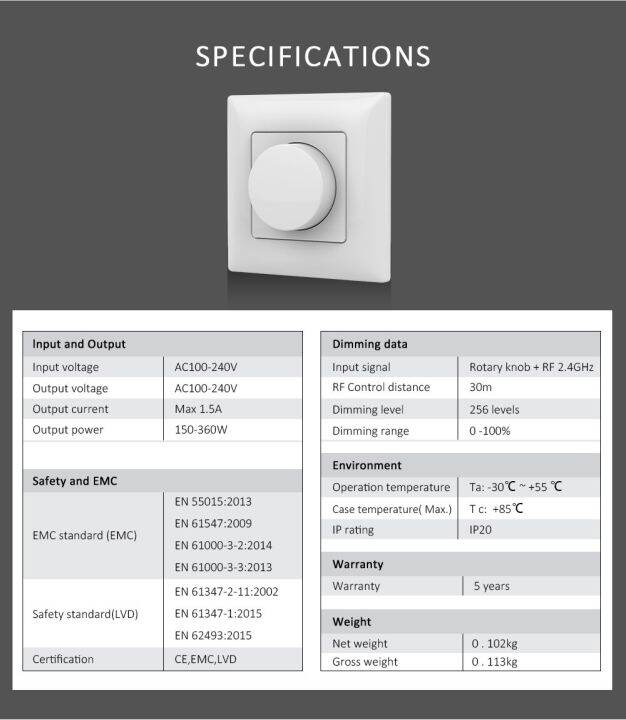 AC Triac Light Dimmer 220V 2.4G RF Wireless Remote Control WIFI Wall