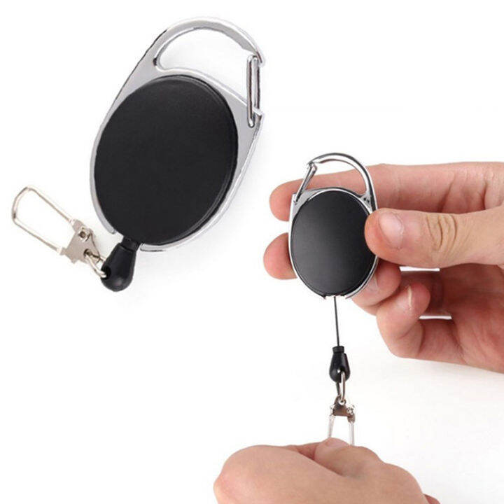 UG 1Pc Black Retractable Pull Key Ring ID Badge Lanyard Name Tag Card