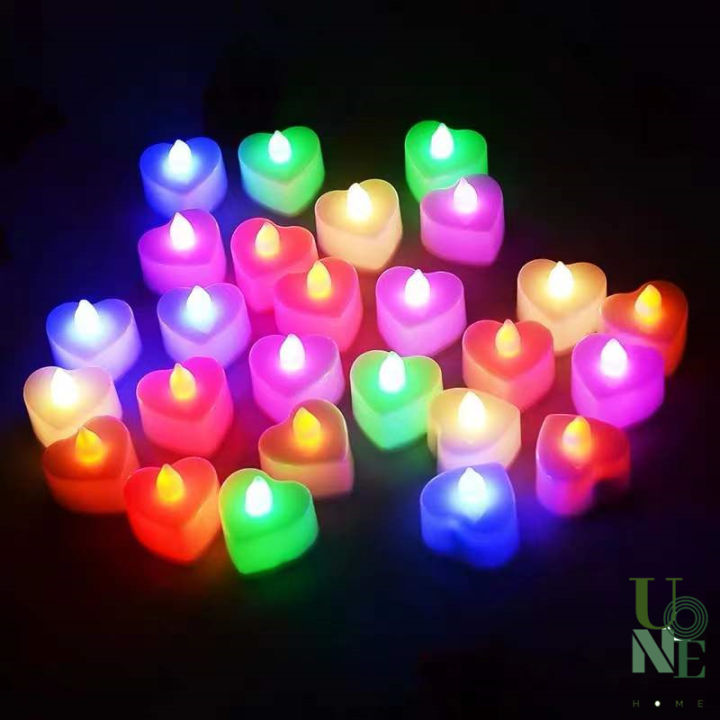 uonehome-พร้อมส่ง-h036-เทียนไฟ-led-โคมไฟเทียนหลากสี-รูปหัวใจ-1ชิ้น-เทียนปลอม-แต่งบ้าน-ห้องนอน-งานปาร์ตี้-งานวันเกิด