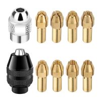 8Pcs Brass Collet Set with Keyless Drill Chuck, Replacement 4485 Brass Quick Change Rotary Drill Nut Tool Set