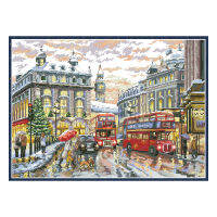 Cross Stitch Printed Street View After The Rain Needlework Sets Embroidery Kits 11CT 14CT White Canvas DIY Home Decor Paintings