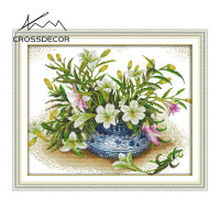 Crossdecor ปักครอสติครบชุดด้วยวัสดุชุดดอกไม้11CT 14CT ชุดเย็บปักถักร้อยเย็บปักถักร้อย Diy Dmc หัตถกรรมแฮนด์เมดชุดตกแต่งแสดงสำหรับศาลาผนัง-ลิลลี่หอม