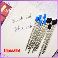 GAN 10 pcs/lot 0.5mm โรงเรียน ลายเซ็น อุปกรณ์เครื่องเขียน แกนกลางปลายปากกา ปากกาลูกลื่นแบบเติม หมึกสีน้ำเงิน/ดำ โลหะ