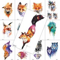 Minimalist Colorful Fox Temporary Tattoos Planets Sticker Waterproof Realistic Tattoo For Men Women Body Art Painting Arm Tatoos Stickers