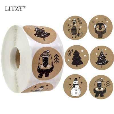 500pcs/roll Happy Christmas Day Animal Stickers Christmas  Adhensive Seal Label Gift Box Decoration Family Sticker Stickers Labels