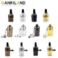 GANRILAND Vintage Lampholder E26 E27 โซ่โลหะอุตสาหกรรมฐานโคมไฟ 110V 220V อลูมิเนียมสวิทช์สำหรับขวดจี้-SYU STORE