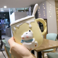 Cute Bear Coffee Mugs Ceramic Mug Travel Cup with Creative Cat Paw Spoon Mugs Coffee Cups Gift Cartoon Drinkware