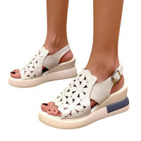 Women’s Sandals Platform Wedge Heel Sandals Leather Sandals Peep Toe Wedges Summer Slippers Sandalias Mujer Elegant Summer Shoes