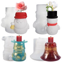 Potted Plant Candlestick Bell Silicone Mold Santa Claus Snowman Drip Glue