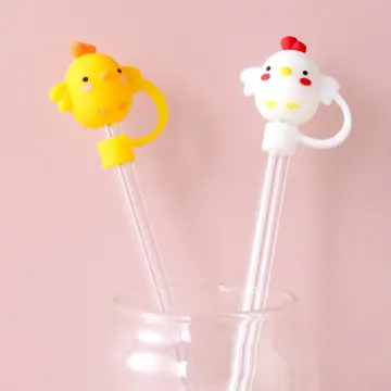 6PCS Cartoon Straw Cover Straw Tips Cover Straw Toppers Anti Dust Straw  Plug