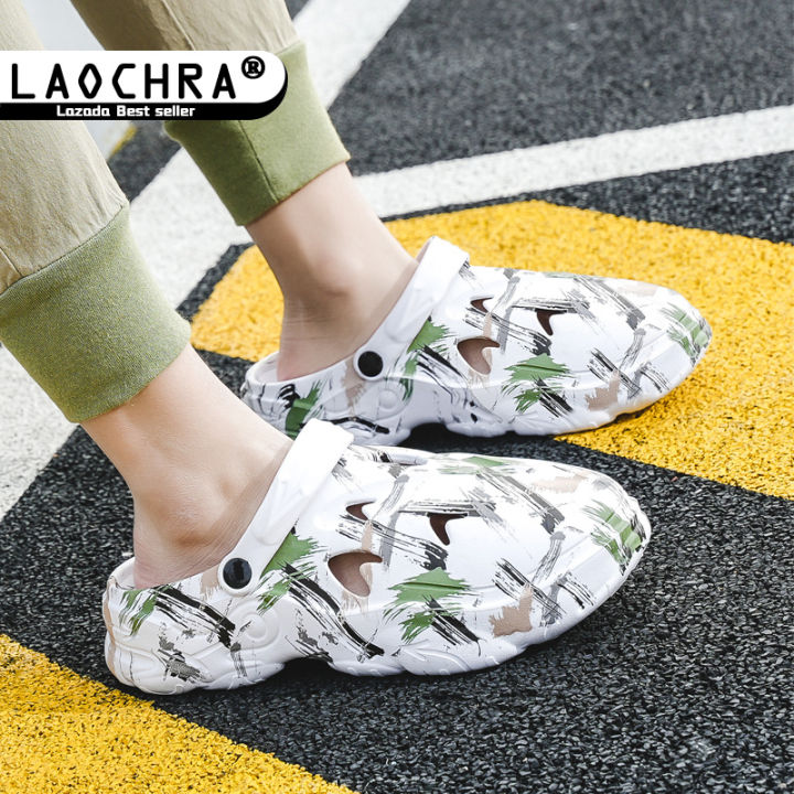 laochra-รองเท้าแตะผู้ชายแฟชั่นผู้ชายรองเท้าแตะรองเท้ากีฬากลางแจ้งรองเท้าแตะสตรีทรองเท้าแตะในสวนน้ำหนักโคมไฟบรรเทาสายตารองเท้าแตะ-eva-รองเท้าแบบมีรูระบายยอดนิยม