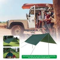 190T Silver-Coated Outdoor Awnings Windproof Car Side Awning Shade เต็นท์กันฝน Canopy Auto Side Camping Supplies