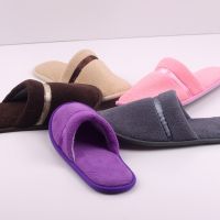 Travel SPA Hotel Slippers Coral Fleece Soft Shoes Warm Home Slippers Solid Color All-Match Comfortable Non-Slip Flip Flop 1 Pair