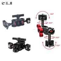 Multi-Ftion Dual Ball Joint Magic Arm Hot Shoe Mount Adapter 14 สกรูเข็มหมุดสำหรับ Canon Nikon Monitor Light Holder