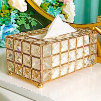Rhinestone Tissue Box Paper Rack Office Table Accessories Facial Case Holder Napkin Tray for Home Ho Car