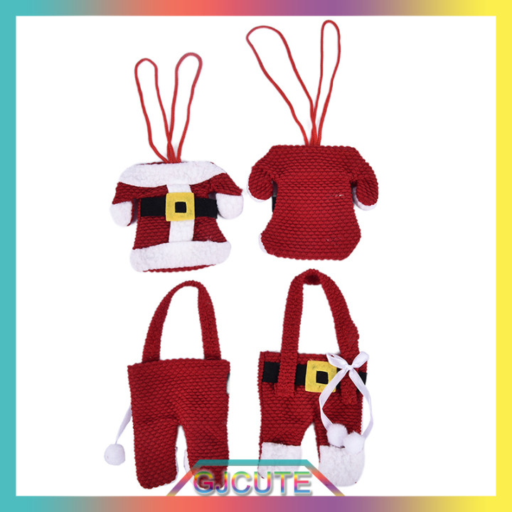 gjcute-6x-santa-suit-ผู้ถือช้อนส้อมคริสต์มาสบนโต๊ะอาหารเครื่องเงินกระเป๋าตกแต่ง