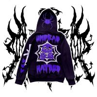 ∈✁ Hoodie Spider web skull Graphics zip Hooded Sweatshirt Y2k Jacket 2022 Harajuku Clothes Sweater Women Top Goth Hip hop Grunge