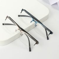 【cw】 Men Half Frame Business Myopia Glasses Vintage Metal Eye Protection Ultra Light Eyeglasses Vision Care -100 -600 Diopter